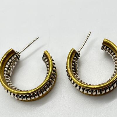 LOT 69: Sterling Silver & Goldfill Two-Tone Southwestern Cuff Bracelet and Matching Earrings - RAL (Rolf & Andrea  Ludden)