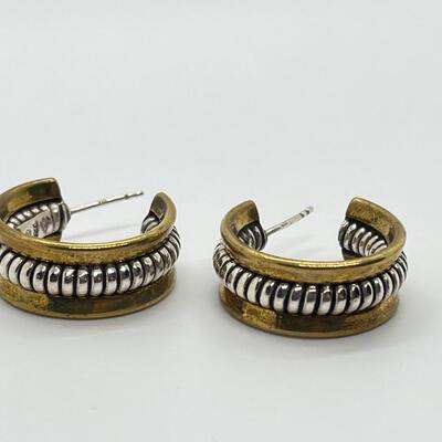 LOT 69: Sterling Silver & Goldfill Two-Tone Southwestern Cuff Bracelet and Matching Earrings - RAL (Rolf & Andrea  Ludden)