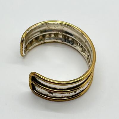 LOT 69: Sterling Silver & Goldfill Two-Tone Southwestern Cuff Bracelet and Matching Earrings - RAL (Rolf & Andrea  Ludden)