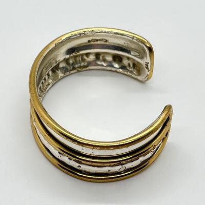 LOT 69: Sterling Silver & Goldfill Two-Tone Southwestern Cuff Bracelet and Matching Earrings - RAL (Rolf & Andrea  Ludden)