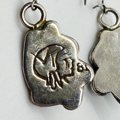 LOT 70: Two Pairs Navajo Sterling & Turquoise Pierced Earrings