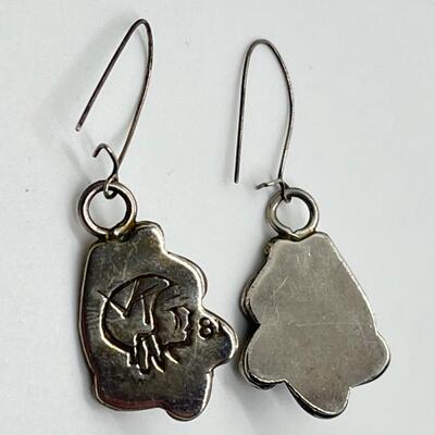 LOT 70: Two Pairs Navajo Sterling & Turquoise Pierced Earrings