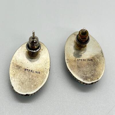 LOT 70: Two Pairs Navajo Sterling & Turquoise Pierced Earrings
