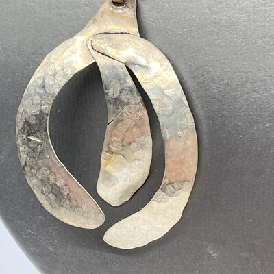 LOT 71: Handcrafted Hammered Silver Pendant on 20" Cord Necklace