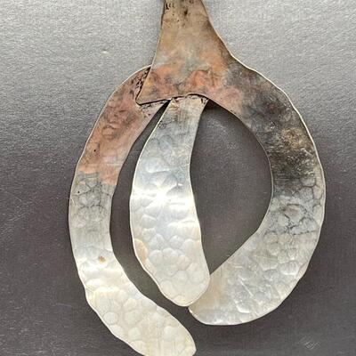 LOT 71: Handcrafted Hammered Silver Pendant on 20" Cord Necklace