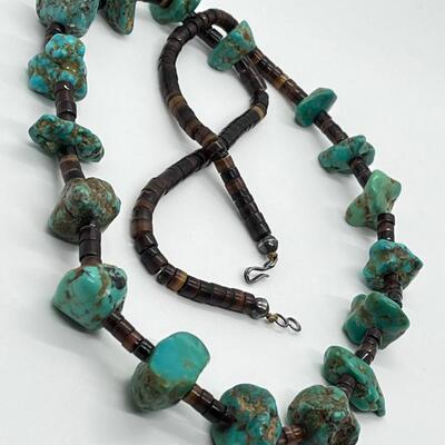 LOT 72: Navajo Large Turquoise Heishi Handcrafted Necklace (26")