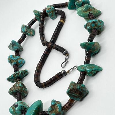 LOT 72: Navajo Large Turquoise Heishi Handcrafted Necklace (26")