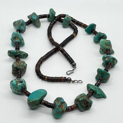 LOT 72: Navajo Large Turquoise Heishi Handcrafted Necklace (26")