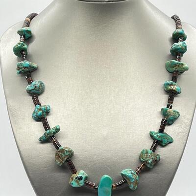 LOT 72: Navajo Large Turquoise Heishi Handcrafted Necklace (26")
