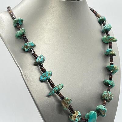 LOT 72: Navajo Large Turquoise Heishi Handcrafted Necklace (26")