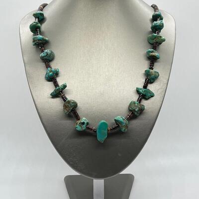 LOT 72: Navajo Large Turquoise Heishi Handcrafted Necklace (26")