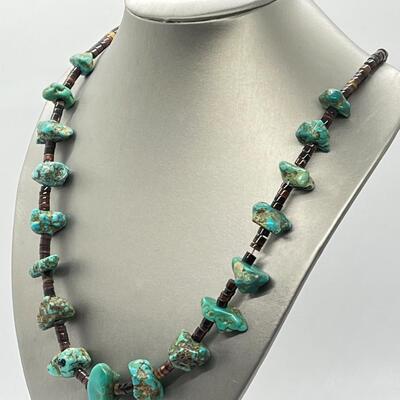 LOT 72: Navajo Large Turquoise Heishi Handcrafted Necklace (26")