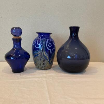 Blue vase glassware