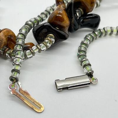 LOT 83: Vintage Glazed Ceramic Pottery 26" Native American Fetish Necklace