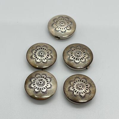 LOT 86: Etched Silver Button Covers and Miscellaneous Pins