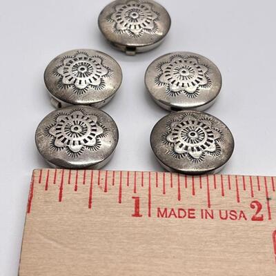 LOT 86: Etched Silver Button Covers and Miscellaneous Pins