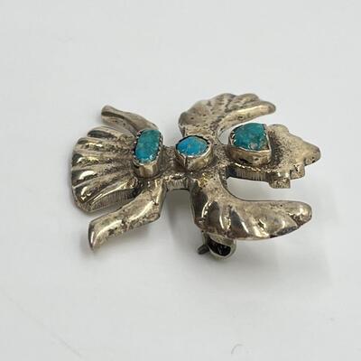 LOT 88: Vintage Navajo Knifewing Diety Collar Pin & Tie Clip