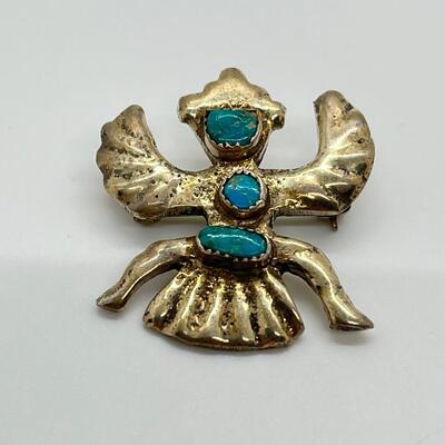 LOT 88: Vintage Navajo Knifewing Diety Collar Pin & Tie Clip