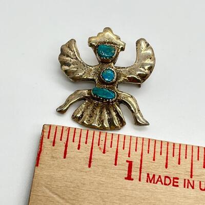 LOT 88: Vintage Navajo Knifewing Diety Collar Pin & Tie Clip