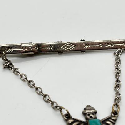 LOT 88: Vintage Navajo Knifewing Diety Collar Pin & Tie Clip