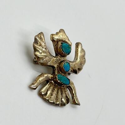 LOT 88: Vintage Navajo Knifewing Diety Collar Pin & Tie Clip