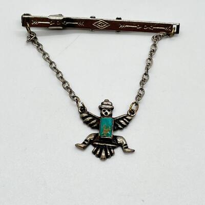 LOT 88: Vintage Navajo Knifewing Diety Collar Pin & Tie Clip