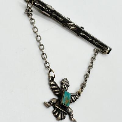 LOT 88: Vintage Navajo Knifewing Diety Collar Pin & Tie Clip
