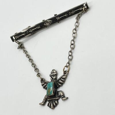 LOT 88: Vintage Navajo Knifewing Diety Collar Pin & Tie Clip