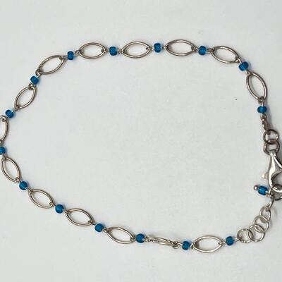 LOT 89: Two Beaded Sterling Silver Ankle Bracelets