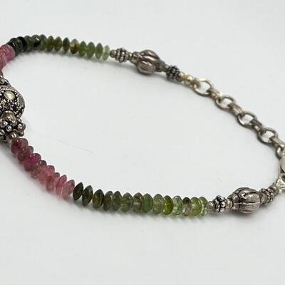LOT 89: Two Beaded Sterling Silver Ankle Bracelets