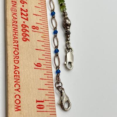 LOT 89: Two Beaded Sterling Silver Ankle Bracelets