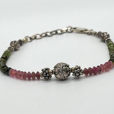 LOT 89: Two Beaded Sterling Silver Ankle Bracelets