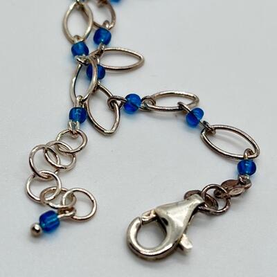 LOT 89: Two Beaded Sterling Silver Ankle Bracelets
