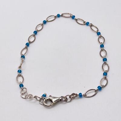 LOT 89: Two Beaded Sterling Silver Ankle Bracelets