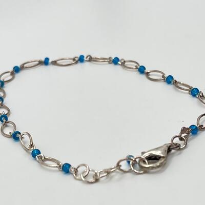 LOT 89: Two Beaded Sterling Silver Ankle Bracelets