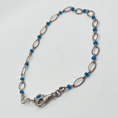 LOT 89: Two Beaded Sterling Silver Ankle Bracelets