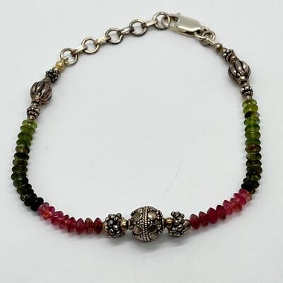 LOT 89: Two Beaded Sterling Silver Ankle Bracelets