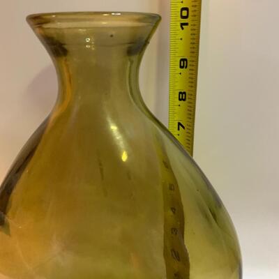 Amber Glass Decanter glass Pitcher or vase - made in Spain 10.5â€ tall x 8â€ wide approx