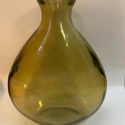 Amber Glass Decanter glass Pitcher or vase - made in Spain 10.5â€ tall x 8â€ wide approx