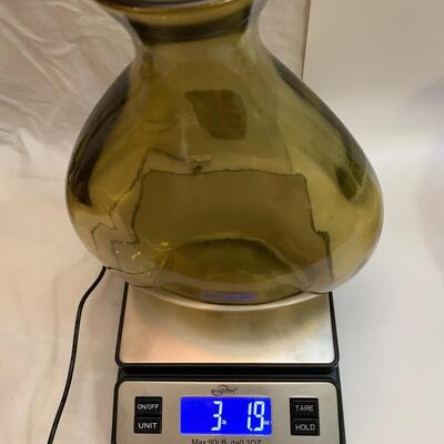 Amber Glass Decanter glass Pitcher or vase - made in Spain 10.5â€ tall x 8â€ wide approx