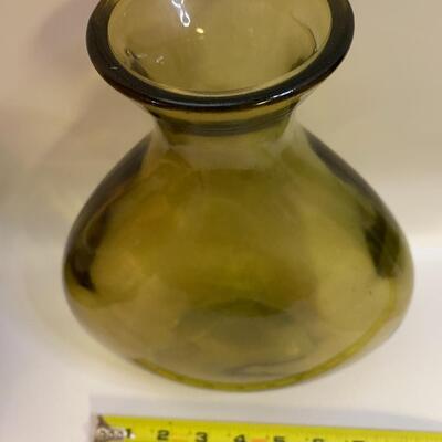 Amber Glass Decanter glass Pitcher or vase - made in Spain 10.5â€ tall x 8â€ wide approx
