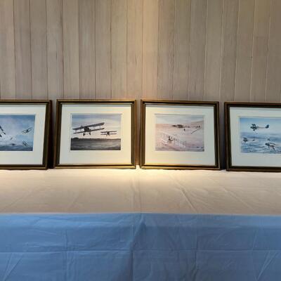 Lot of 4 Framed John McCoy WW1 Vintage 1974 Cessna Aircraft Company Plane Prints