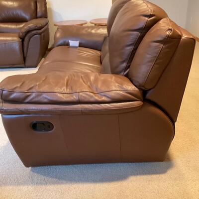 Brown Reclining Leather love seat