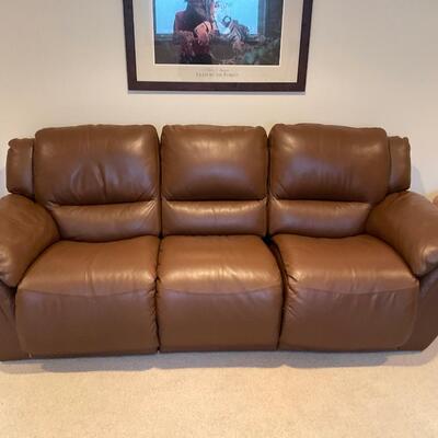 Brown reclining leather sofa
