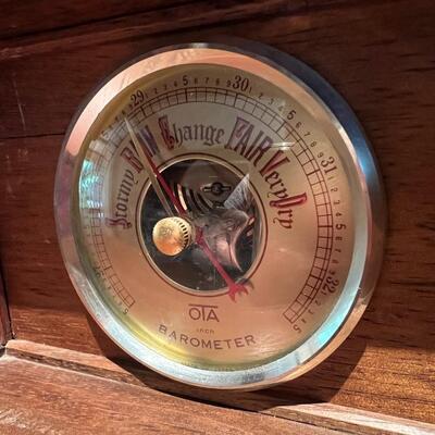 Antique OTA Barometer with British Model Quadruple Masted Sailing Ship