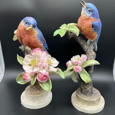 Very Rare 1935 Blue Bird on Cherry Blossom Branch Hand Signed Royal Worcester England Figurines