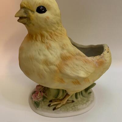 Vintage Lefton China Japan Hand Painted Chick Planter - 5.5â€ wide x 4.5â€ deep x 6â€ high approx