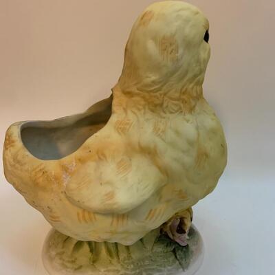 Vintage Lefton China Japan Hand Painted Chick Planter - 5.5â€ wide x 4.5â€ deep x 6â€ high approx