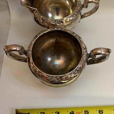 Rogers and Bro Exquisite SilverPlated Creamer and Sugar Bowl Trade Mark 4604 & 4605 - each 6â€ wide x 4â€ high approx