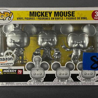 LOT 8: SILVER MICKEY MOUSE 3 PACK FUNKO POP